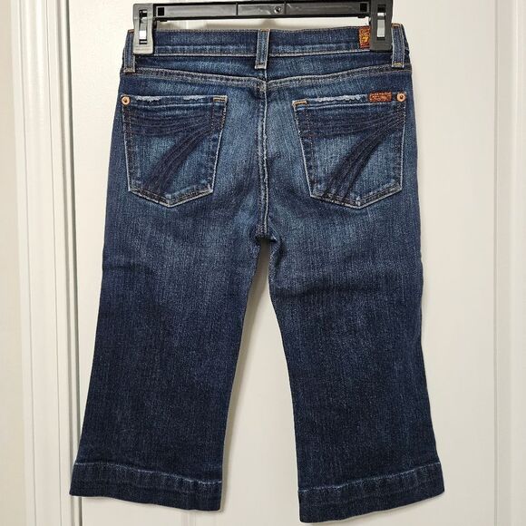 7 FOR ALL MANKIND Dojo Jeans Girls Size 12 (26x14) Blue Crop Denim Boho GUC - Picture 1 of 10